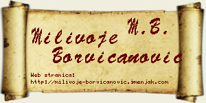 Milivoje Borvičanović vizit kartica